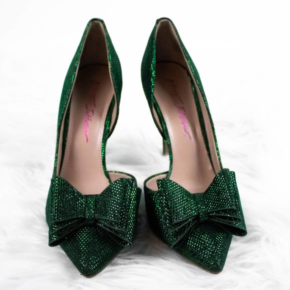 Betsey Johnson Green High Heels, High Heels Stilettos, Bow Heels - Picture 5 of 10
